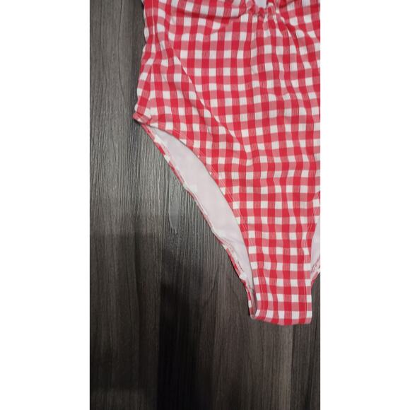 $Red & White gingham swimsuit Wild fable tie up halter style S/M pin-up vintage - Picture 3 of 7